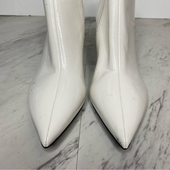 Jeffery Campbell Pointy Toe Faux Leather White Bootie 8 1/2 - Picture 10 of 14